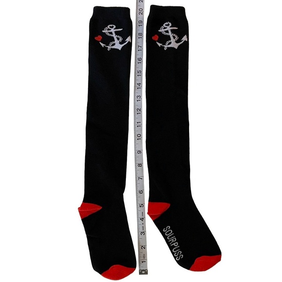 ♥️⚓️Sourpuss Anchors & Hearts Knee Socks⚓️♥️ - Picture 2 of 3